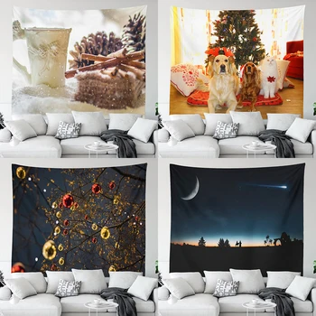 Украса на Коледната елха, на гоблен с набивным дизайн, уютна всекидневна, спалня, фонова материя за стени 