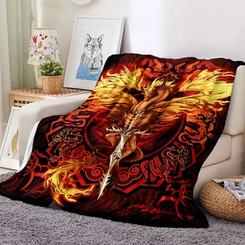 Фланелевое Одеяло с 3D Принтом Дракон, Ин и Ян за Тийнейджъри, Подаръци За Момчета, Мек Лесен Разтегателен диван, покривало за легло King Size