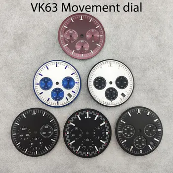 Циферблат диаметър часа 32,5 мм, зелено сияние, текст потребителски лого дизайн, подходящ за часовата механизъм VK63, аксесоари за часовници