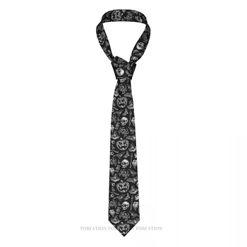 Черепа на тъмен фон, класическа мъжка вратовръзка от полиестер ширина 8 см, с принтом, аксесоар за cosplay