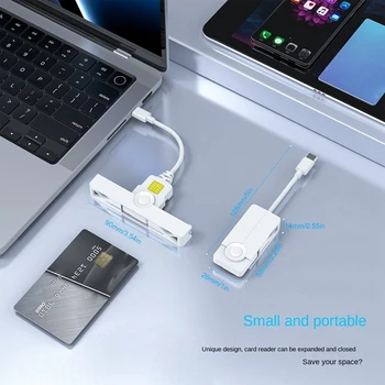 Четец на smart карти, USB ATM Устройство за четене на смарт-карти, Универсално устройство за четене на СИМ-карти USB CCID ISO Конектор за Windows, Linux